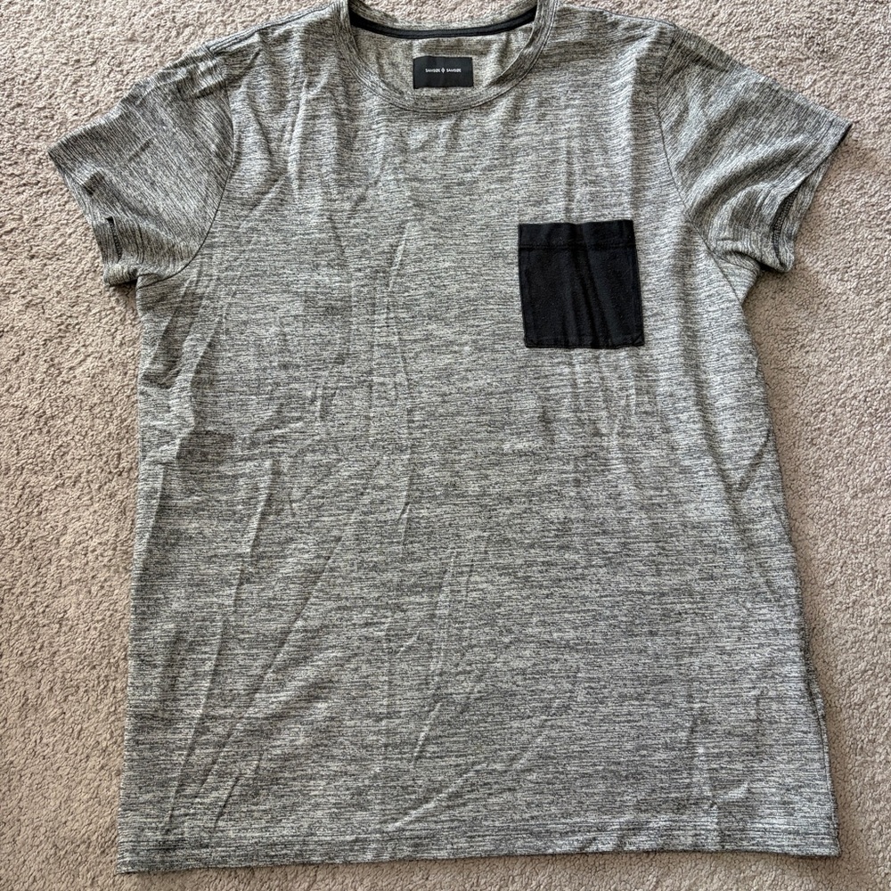 Samsøe Samsøe Men’s Crew Neck Gray and Black Shirt